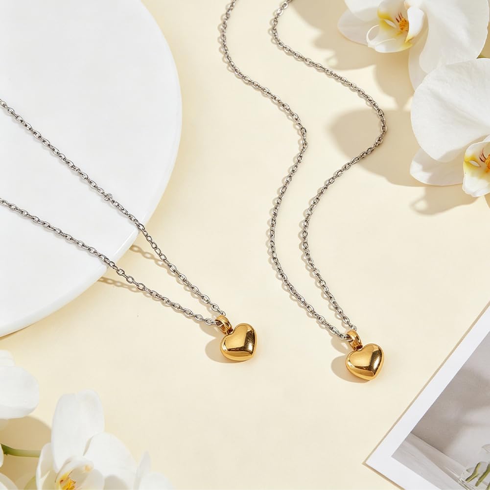 BENECREAT Pendentif Cœur Doré Médaillon Acier Lot de 2