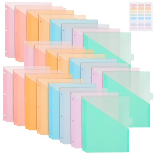 BENECREAT Pochette Plastique 3 Anneaux Lot 24 Couleurs