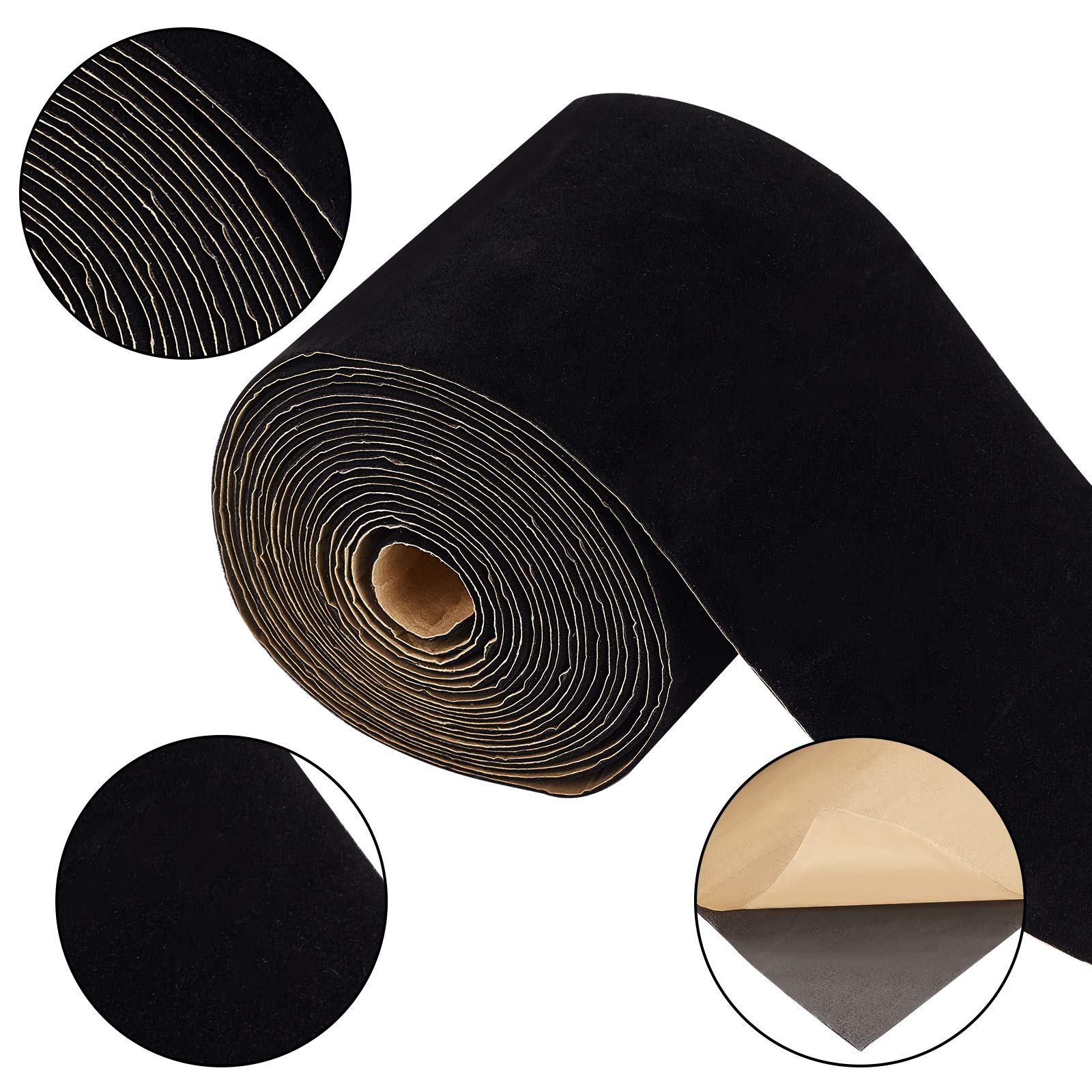 BENECREAT 2 rouleaux velours adhésif noir 4 m x 10 cm
