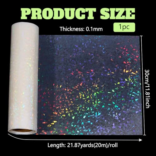 BENECREAT Film Vinyle Holographique Transparent Gemmes 20m x 30cm