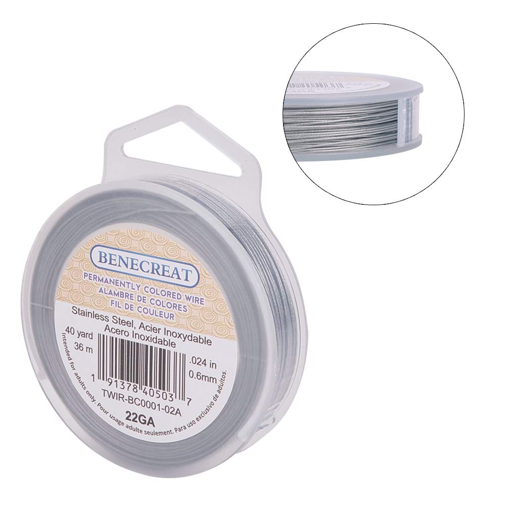 BENECREAT Fil Queue de Tigre Gris Clair 0,6mm 36m 7 Brins