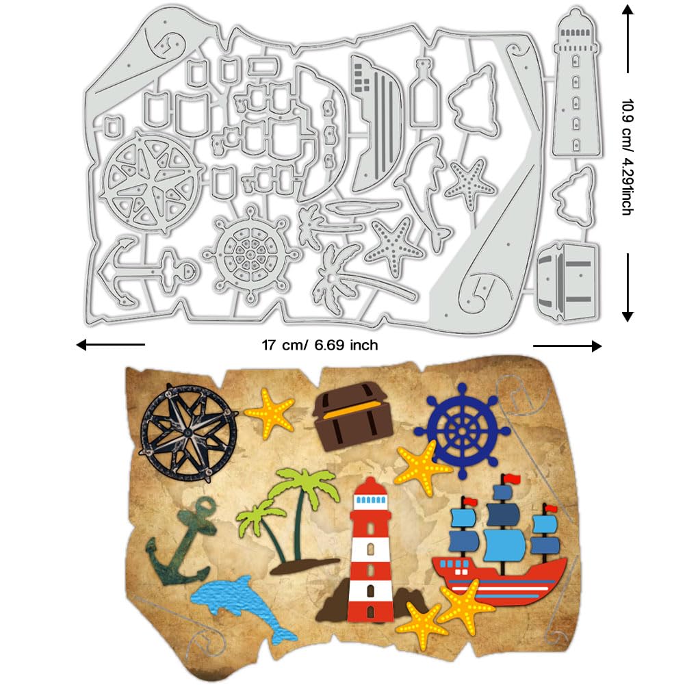 BENECREAT Carte Trésor Matrice de Découpe Voilier Marin