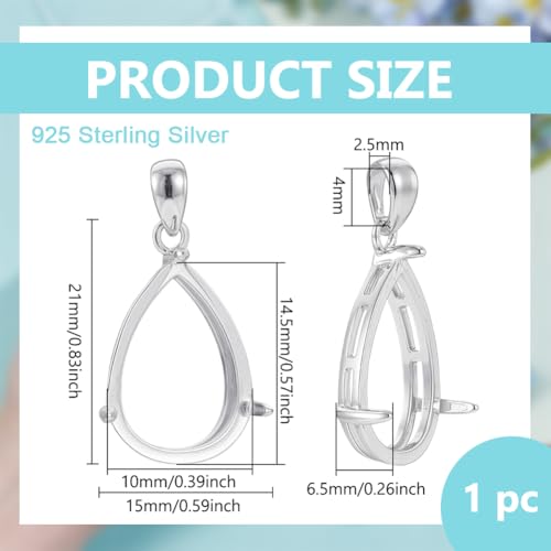 BENECREAT support pendentif goutte argent 925 10x14,5mm