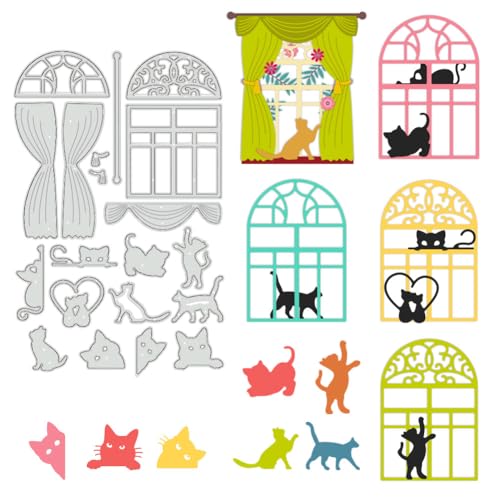 BENECREAT Chat Rideau Fenêtre die de découpe métal 10,8x16,7 cm
