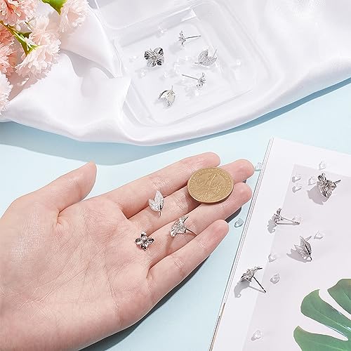 BENECREAT Clous Fleurs Feuilles 12 pcs Argenté Platine