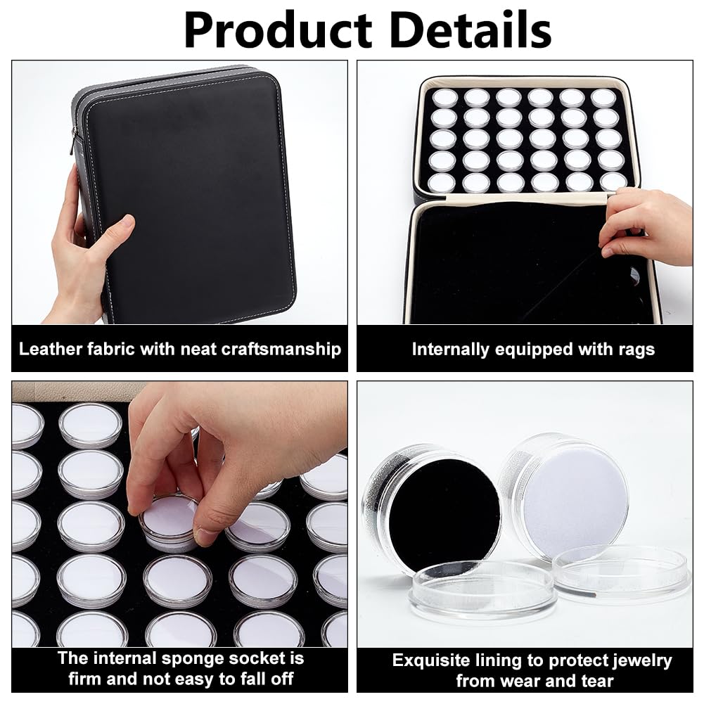 BENECREAT Diamant boîte bijoux ronde 60 pcs verre