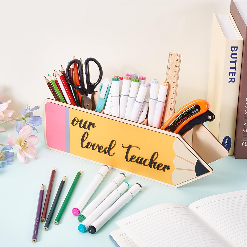BENECREAT organiseur bureau bois crayon doré 3 compartiments