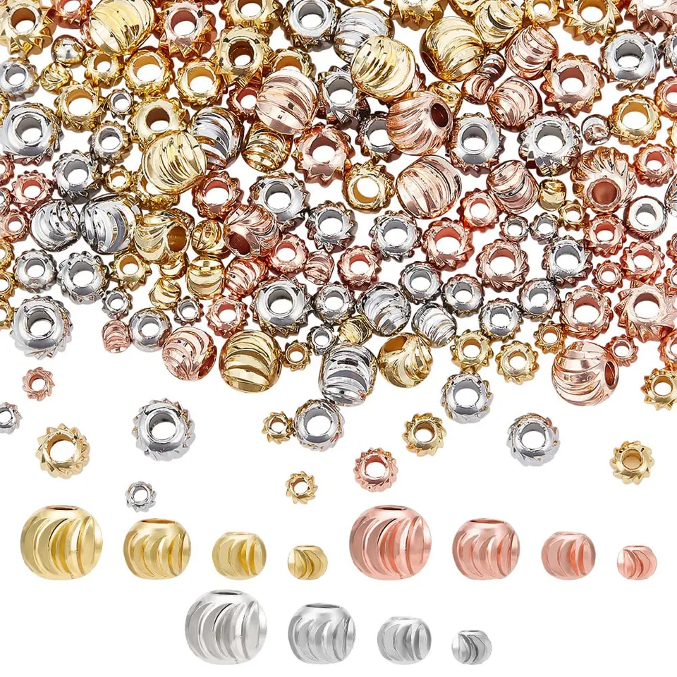 Benecreat perles rondes plaqué or 18K 192 pcs 4 tailles
