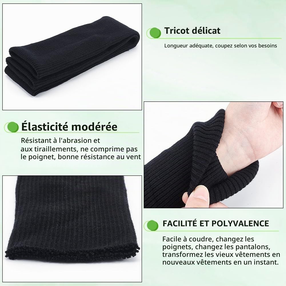BENECREAT bord-côte tricot noir 1,1m poignets veste