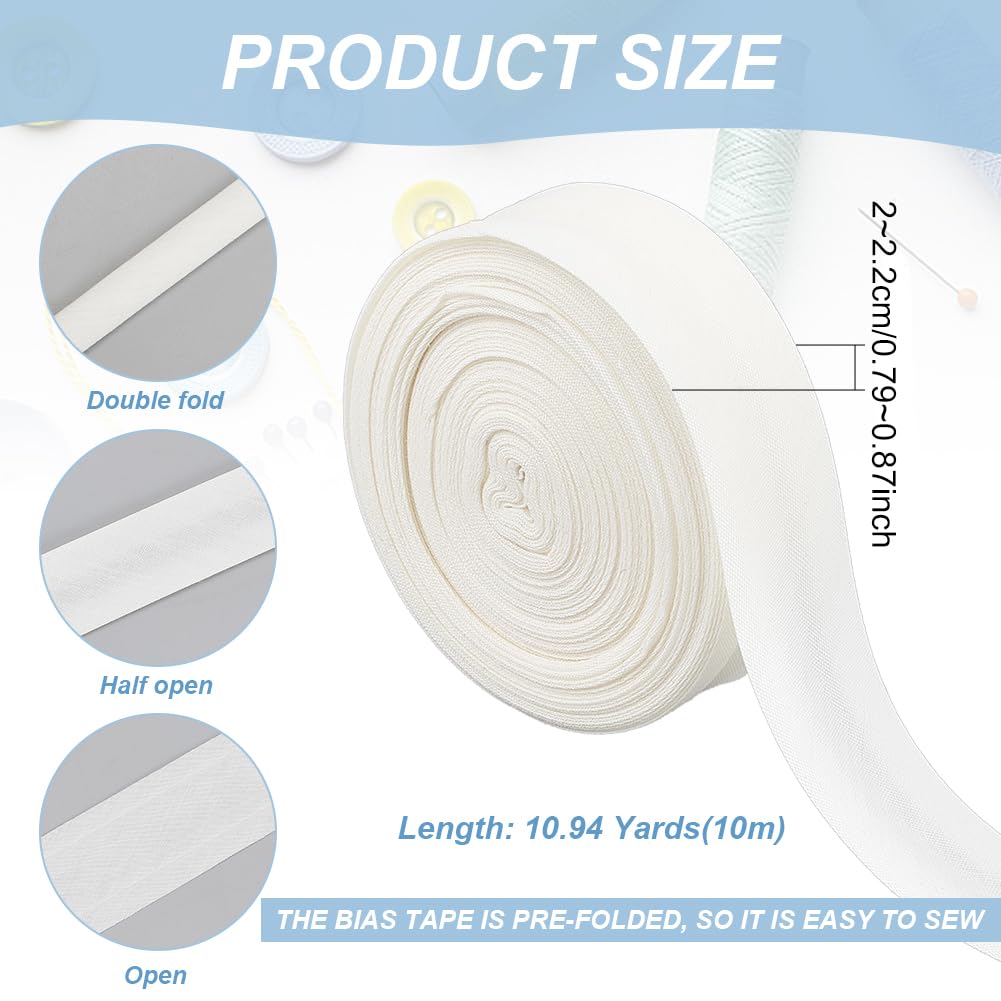 BENECREAT Biais Pli Unique Ruban 18mm Maïs 10m Polycoton