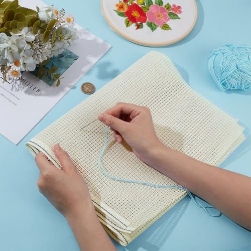 BENECREAT Toile Point de Croix Tissu Broder 100x31,5 cm Blanchâtre