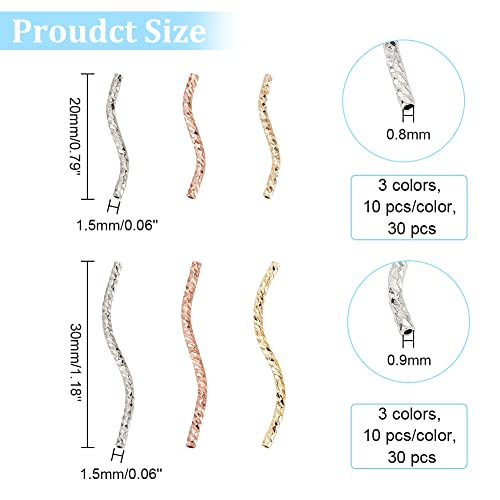BENECREAT Perles Tube Nouilles Incurvées 20/30 mm 3 Coloris x60