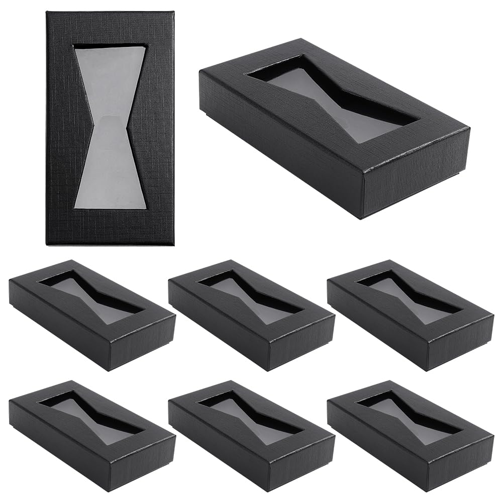 BENECREAT Boîte cravate carton noir fenêtre rectangulaire x8