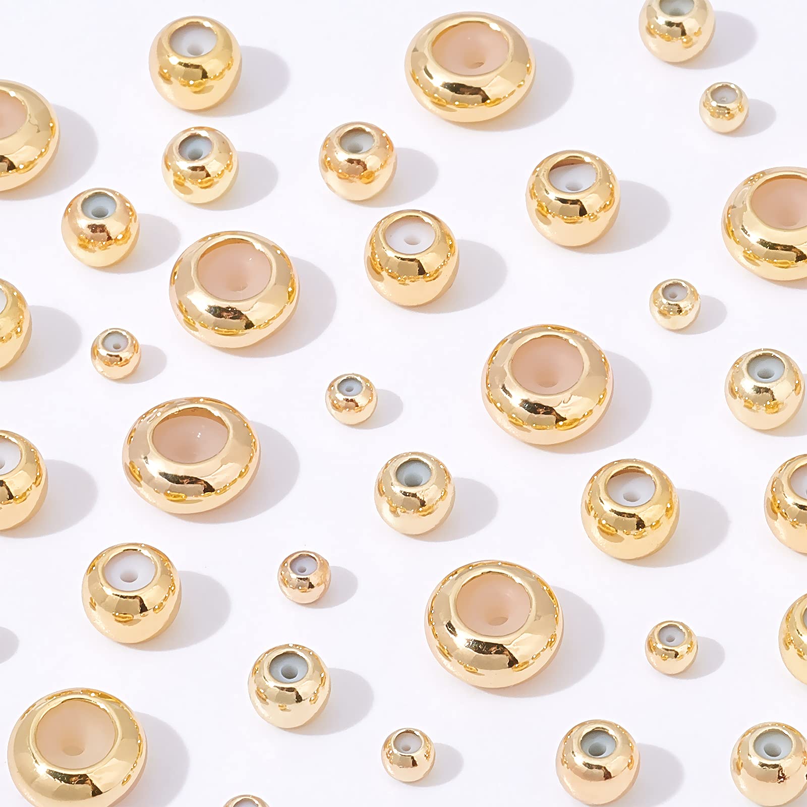 BENECREAT Perles stoppeur plaqué or 18K 40 pcs 4 tailles