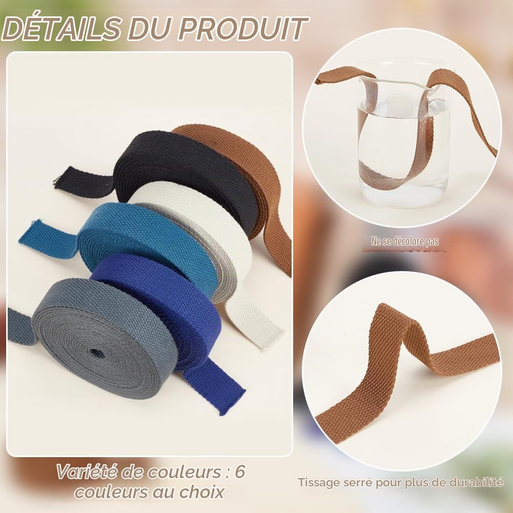 BENECREAT Sangles polyester 25mm gris 6 rouleaux 30m