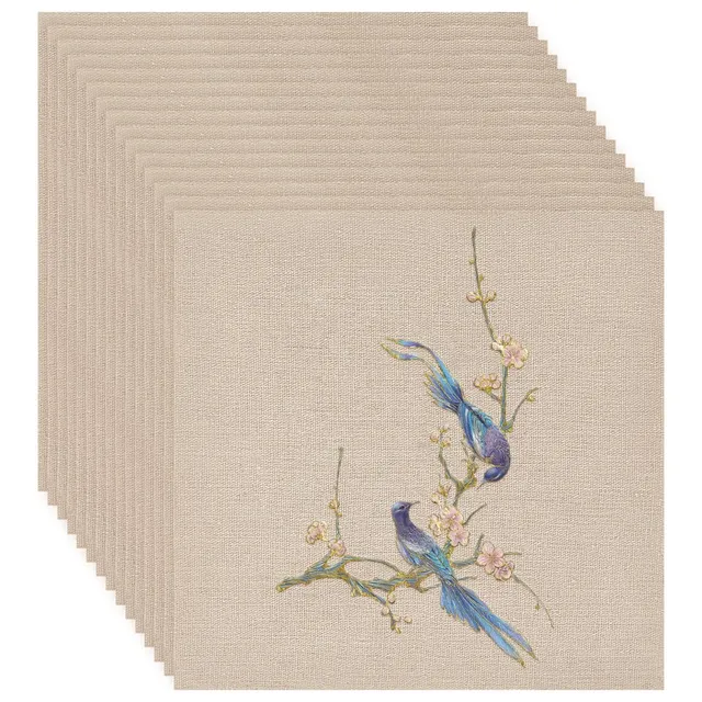 BENECREAT 20x 25x25 cm Tissu Lin Beige à Broder