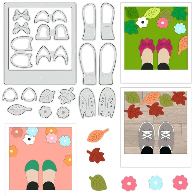 BENECREAT cadre photo dies scrapbooking chaussures feuilles