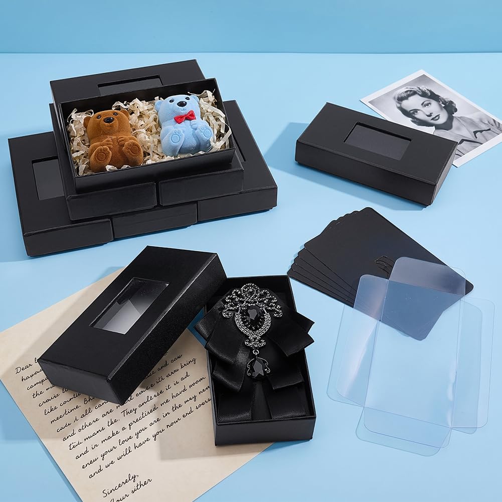 BENECREAT Boîte cravate carton noir fenêtre rectangulaire x8