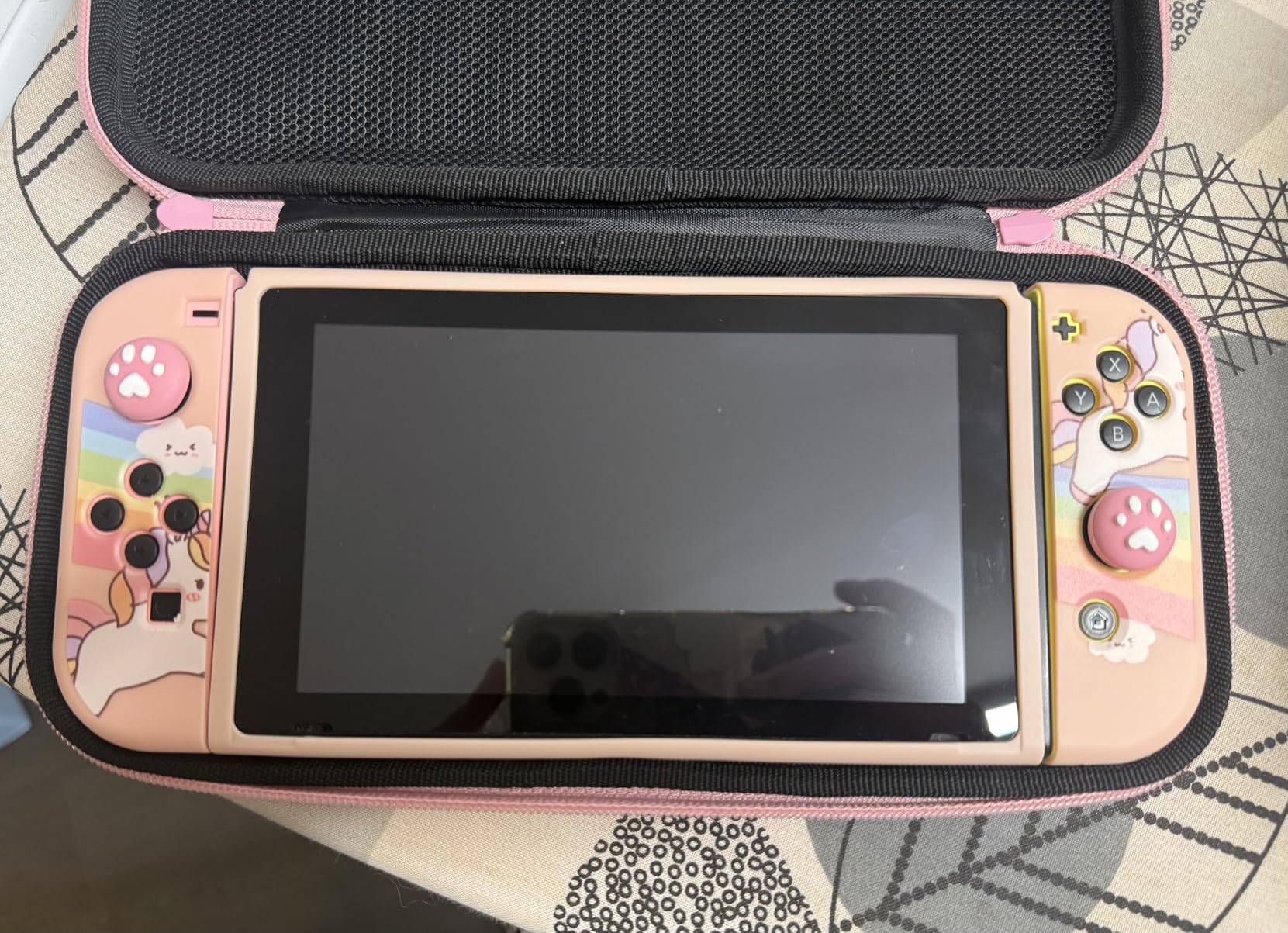 JYPS Licorne housse Nintendo Switch rigide rose coque TPU