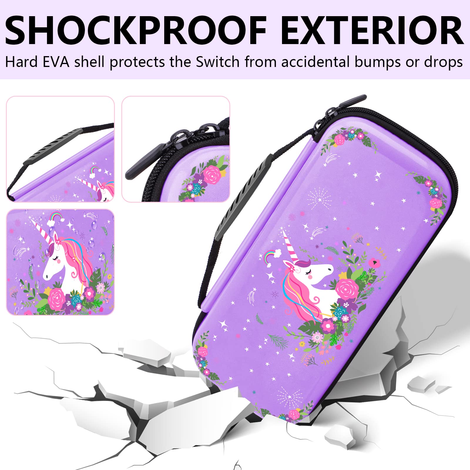JYPS Licorne Violette Housse Switch Rigide + Coque