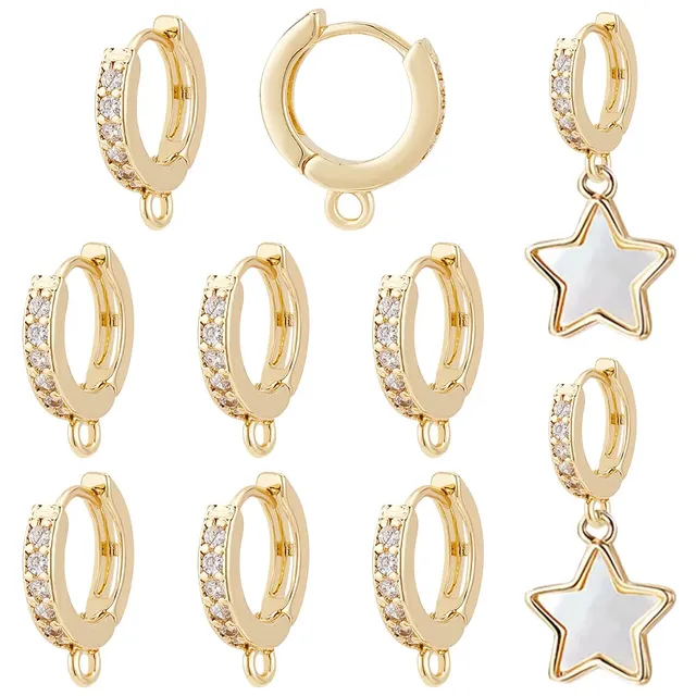 BENECREAT Créoles Zircon Plaqué Or 18K Rondes 10 Pcs