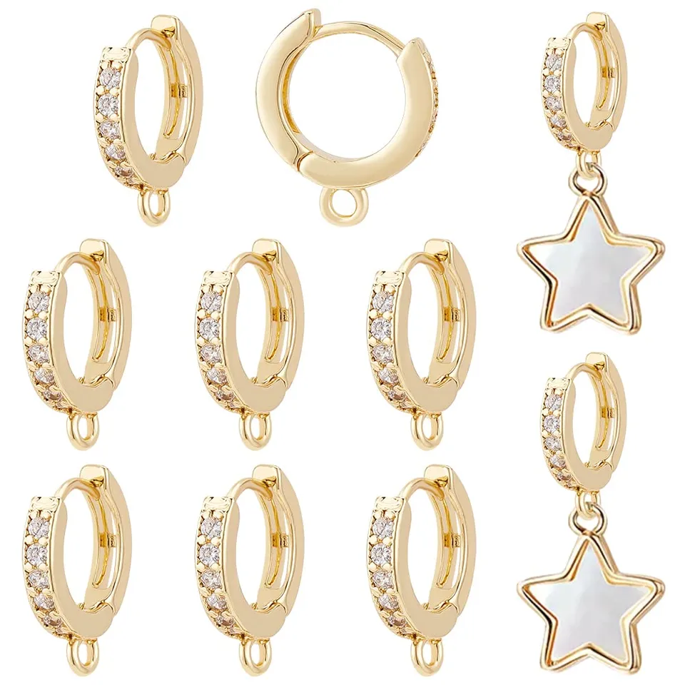 BENECREAT Créoles Zircon Plaqué Or 18K Rondes 10 Pcs