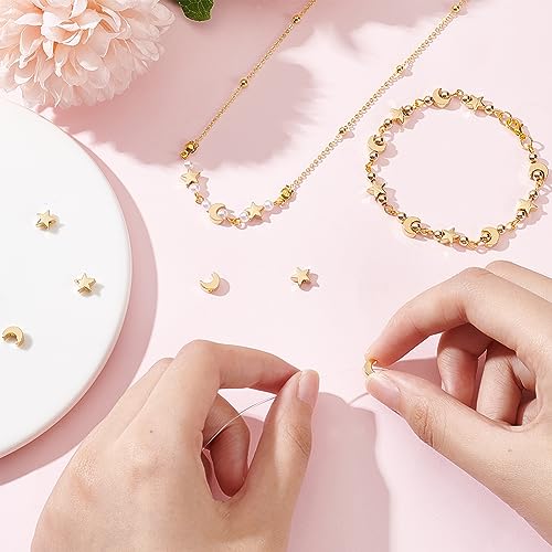 BENECREAT Perles plaqué or 18K lune étoile 20 pcs