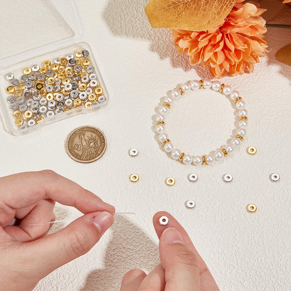 BENECREAT Perles Espacement Laiton 6 mm 160 Pcs Or Platine