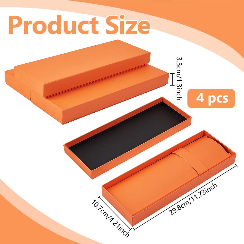 BENECREAT Boîtes cravate papier orange 29,8cm lot 4