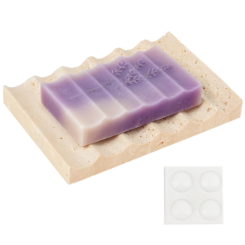 BENECREAT porte-savon marbre blanc 124x80mm vague