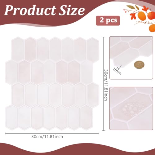 BENECREAT carrelage adhésif hexagonal brun rosé 30x30 cm lot de 2