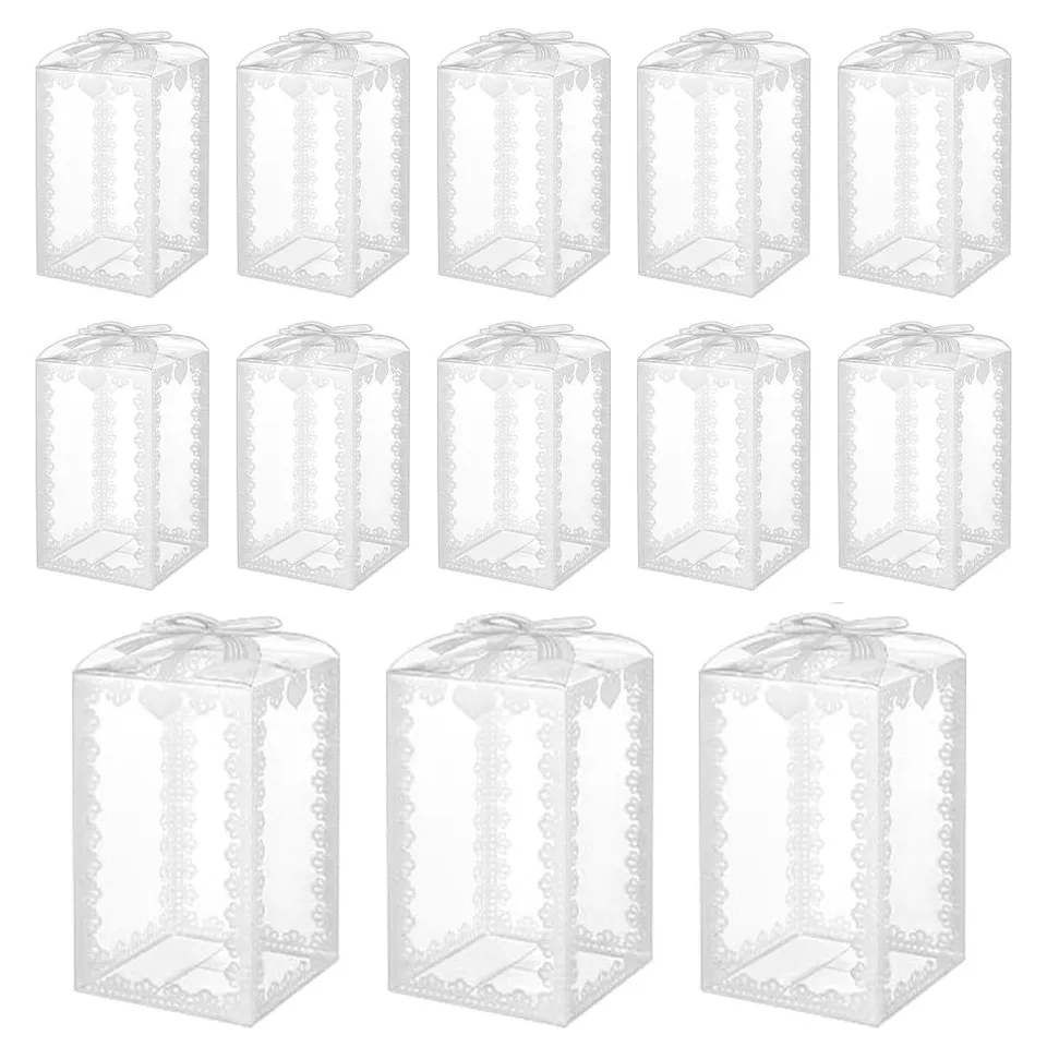 BENECREAT Boîtes Cadeaux Transparentes PVC 60pcs Nœud