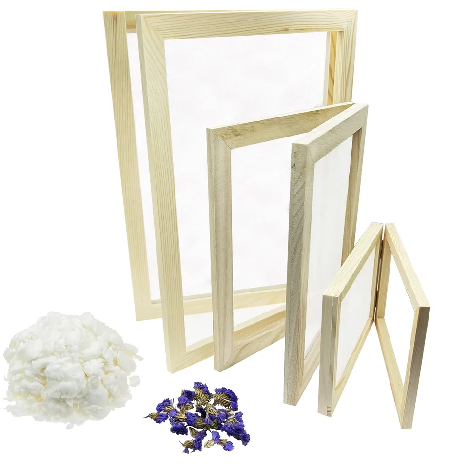 Cayway Kit Papier Fleurs Séchées 3 Cadres Bois
