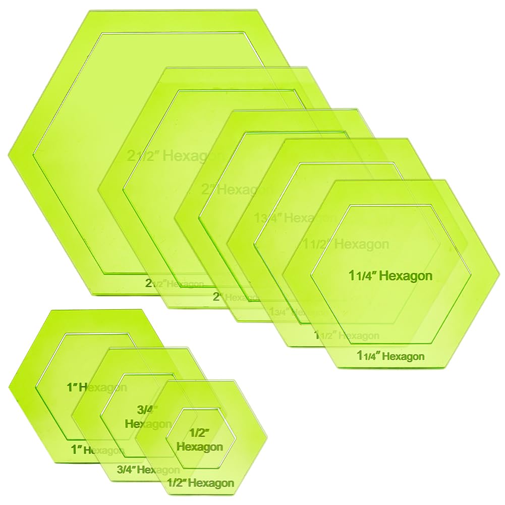 BENECREAT Gabarit couture demi-hexagone acrylique 8 tailles