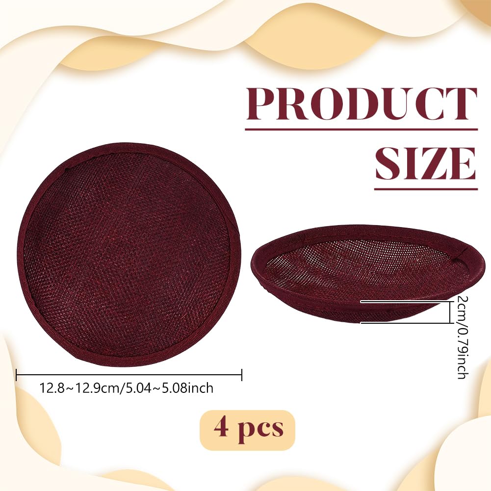 BENECREAT base bibi ronde fascinator rouge foncé x4