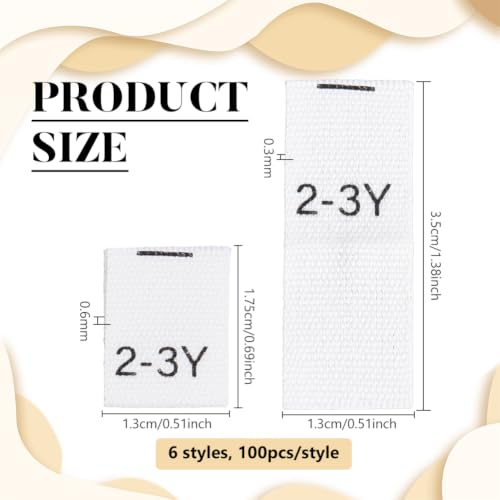 BENECREAT Étiquette taille vêtement coton blanc 600 pcs