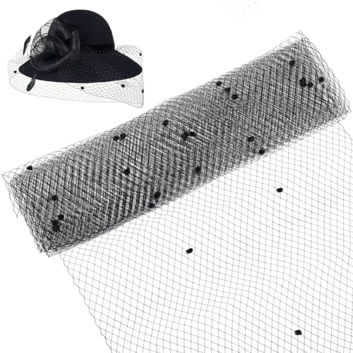 BENECREAT voilette chapeau organza noir 45cm x 2m mariage