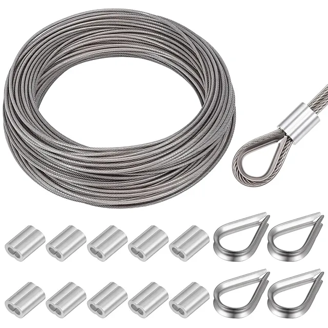 BENECREAT câble acier inox 3,5mm 50m guirlande extérieur