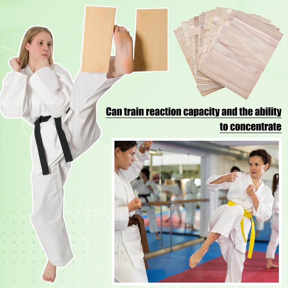 BENECREAT planches casse karaté taekwondo bois 15pcs 300mm