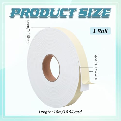 BENECREAT Bande mousse adhésive blanche 10m 30x4mm EVA