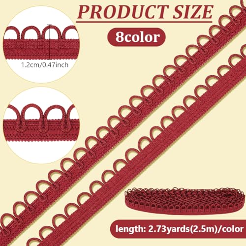 BENECREAT Tresse élastique passementerie 12mm 20m 8 couleurs