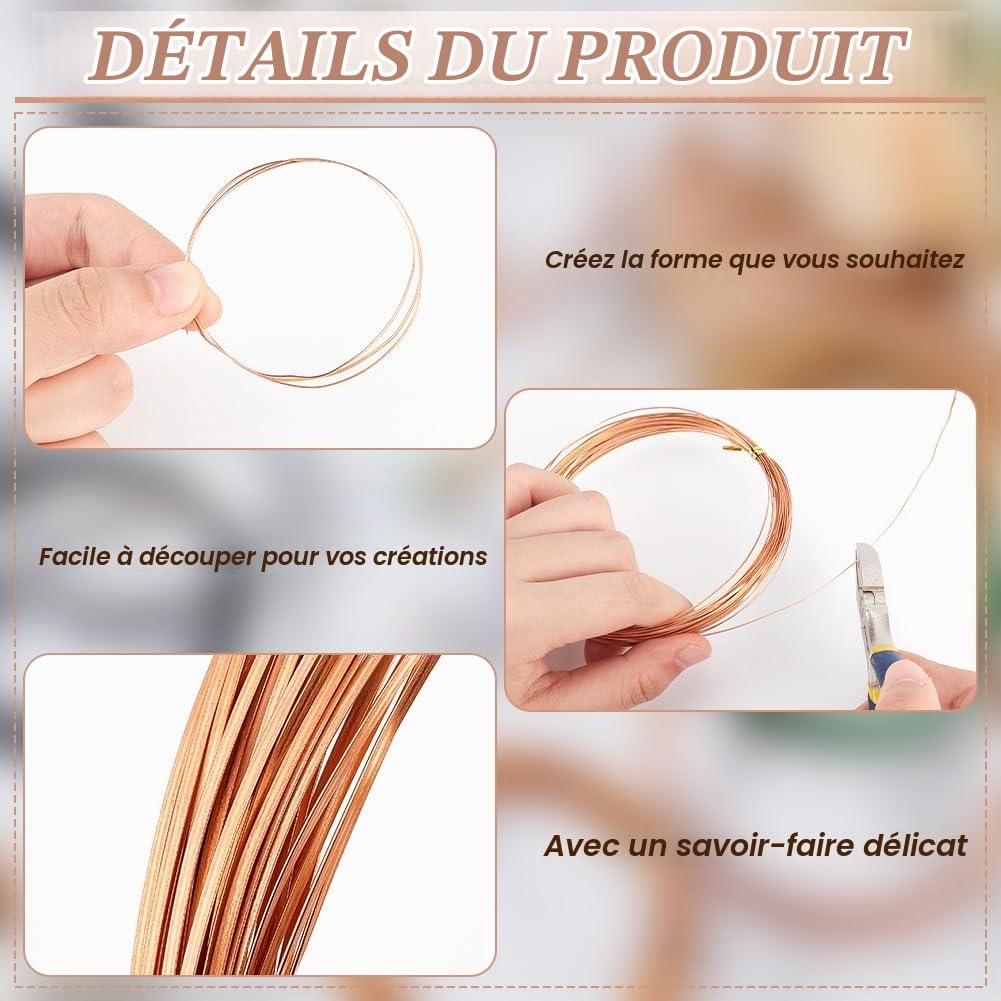 BENECREAT fil aluminium plat bijoux 6 couleurs 60 m