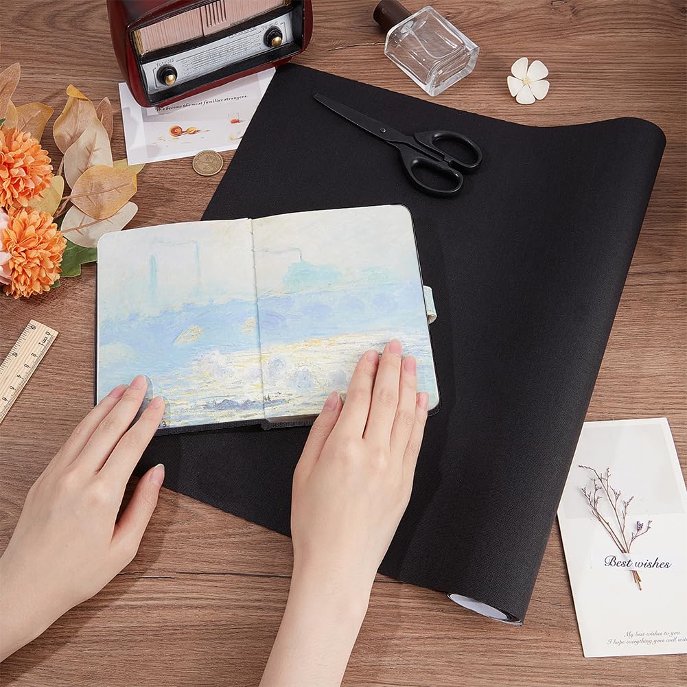 BENECREAT toile de reliure lin noir 120 x 40 cm