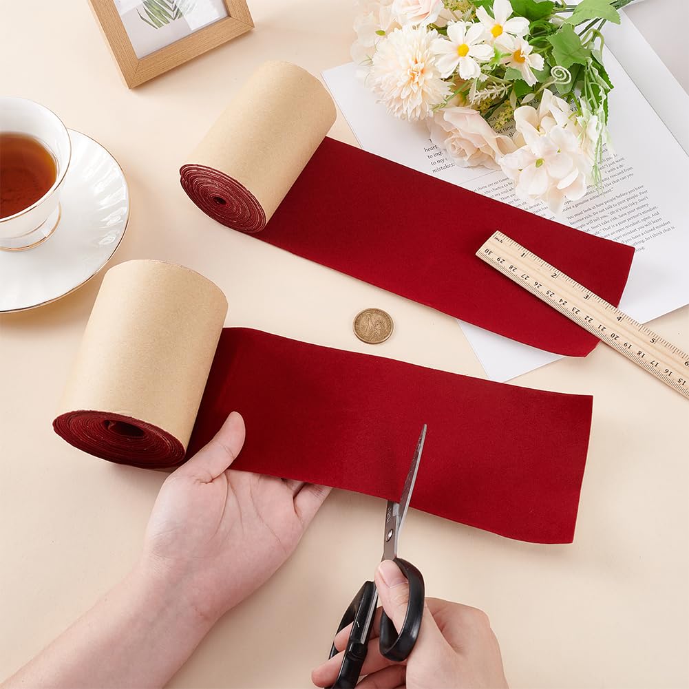 BENECREAT tissu velours adhésif rouge foncé 2 rouleaux 10cm