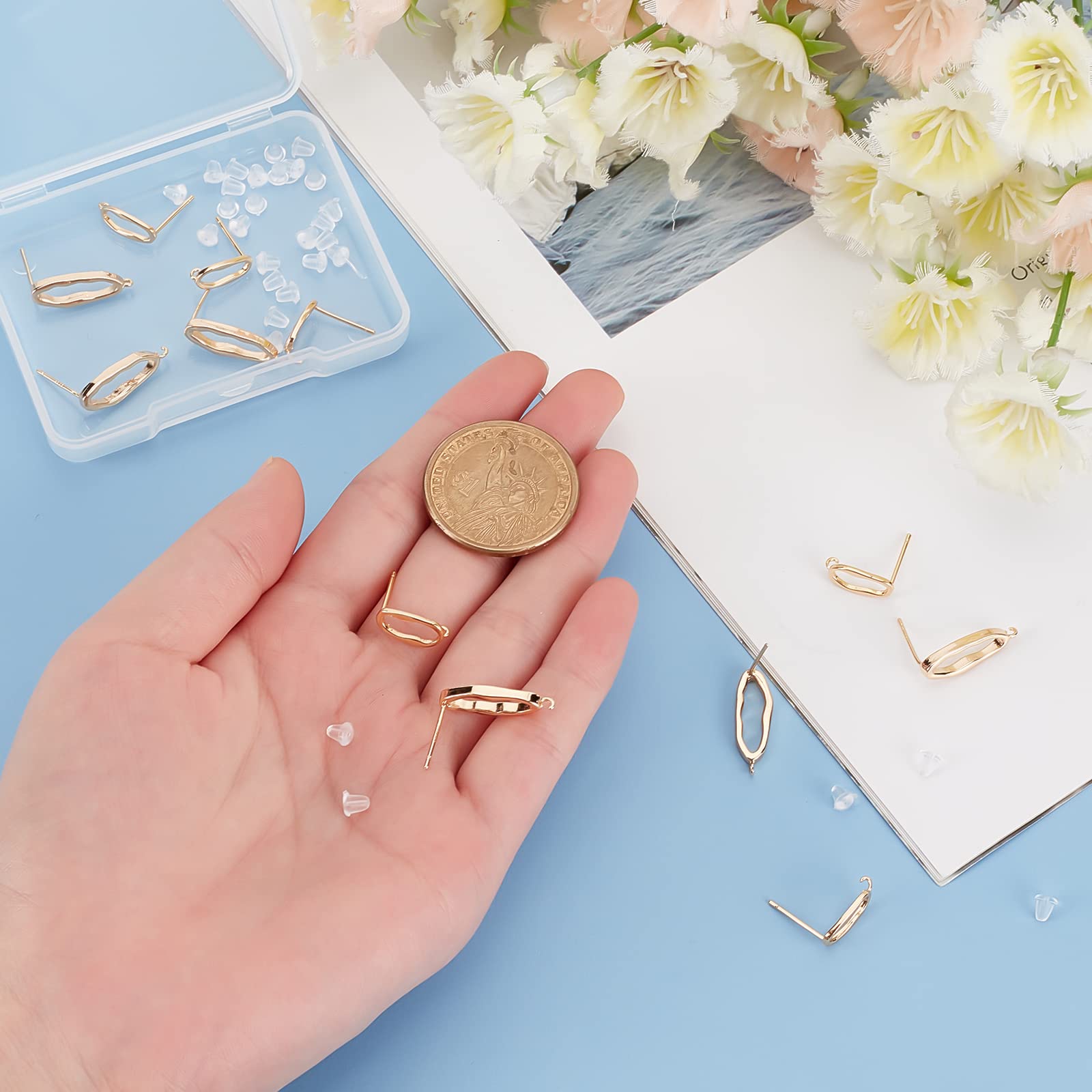 BENECREAT clous oreilles ovales dorés 18K 12 pcs