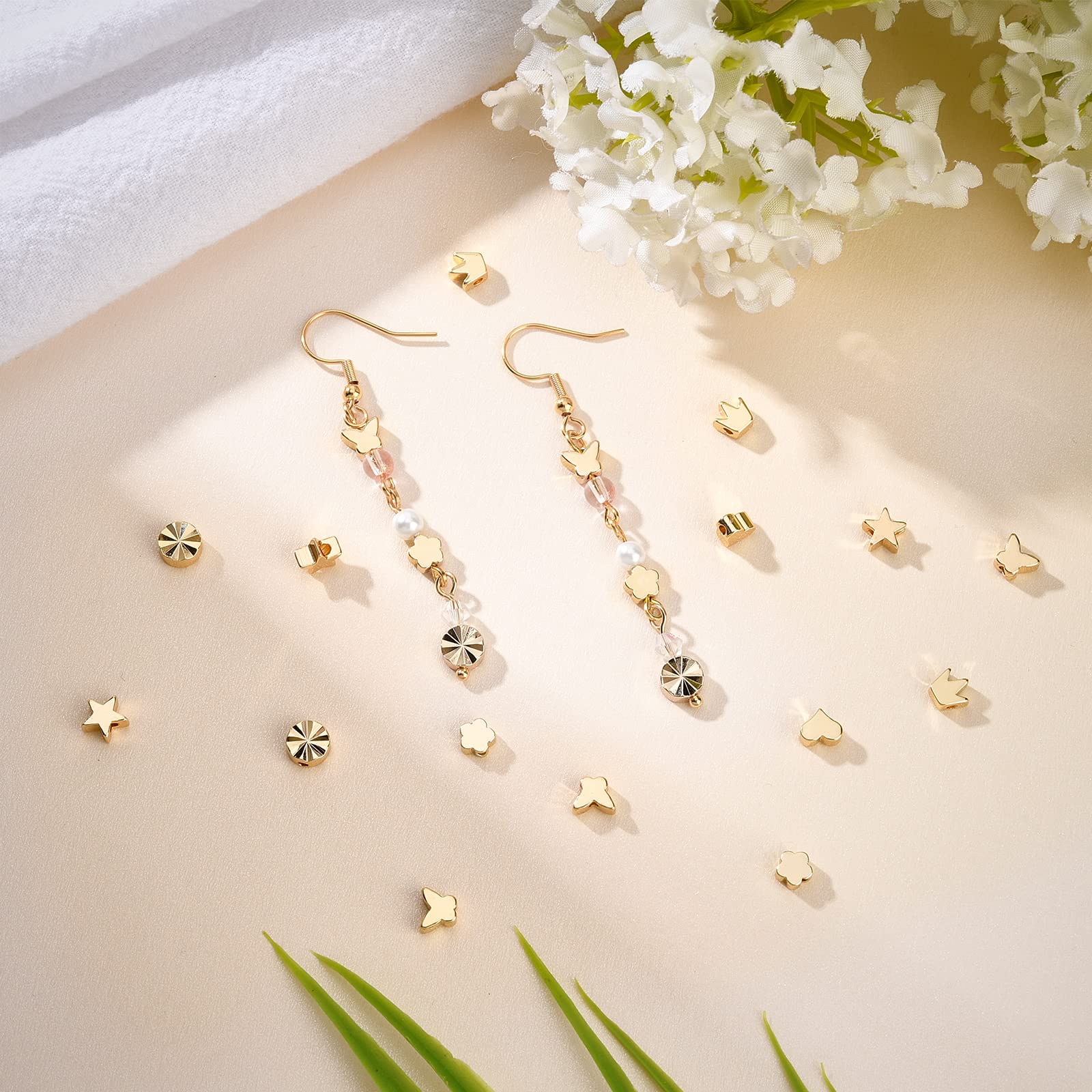 BENECREAT perles intercalaires dorées 90 pcs 6 styles