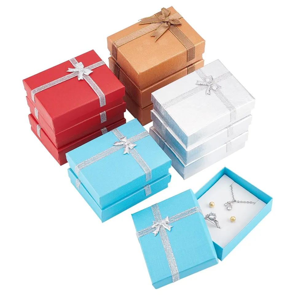 BENECREAT lot 12 boîtes bijoux 89x68mm 4 couleurs