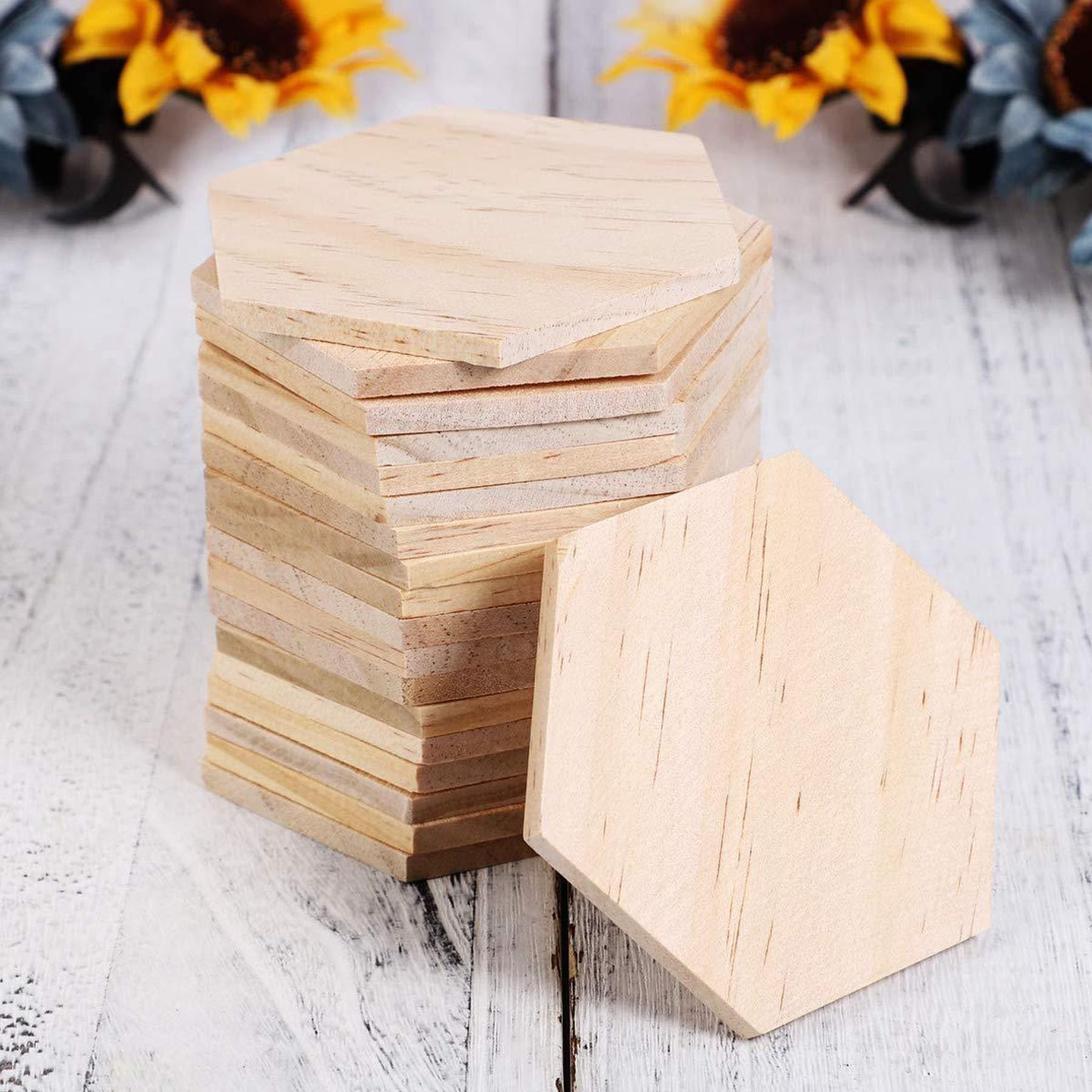 Cayway Mini Parquet Hexagone Bois 3,8 cm 50 Pièces
