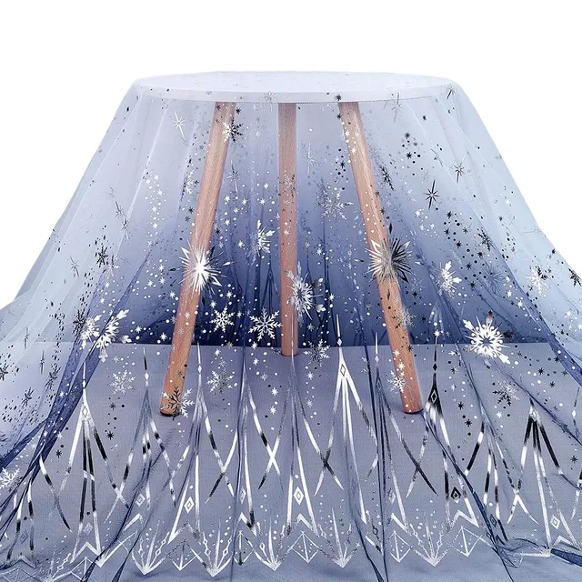 BENECREAT Flocon Neige tulle bleu marine 3m flocon argenté