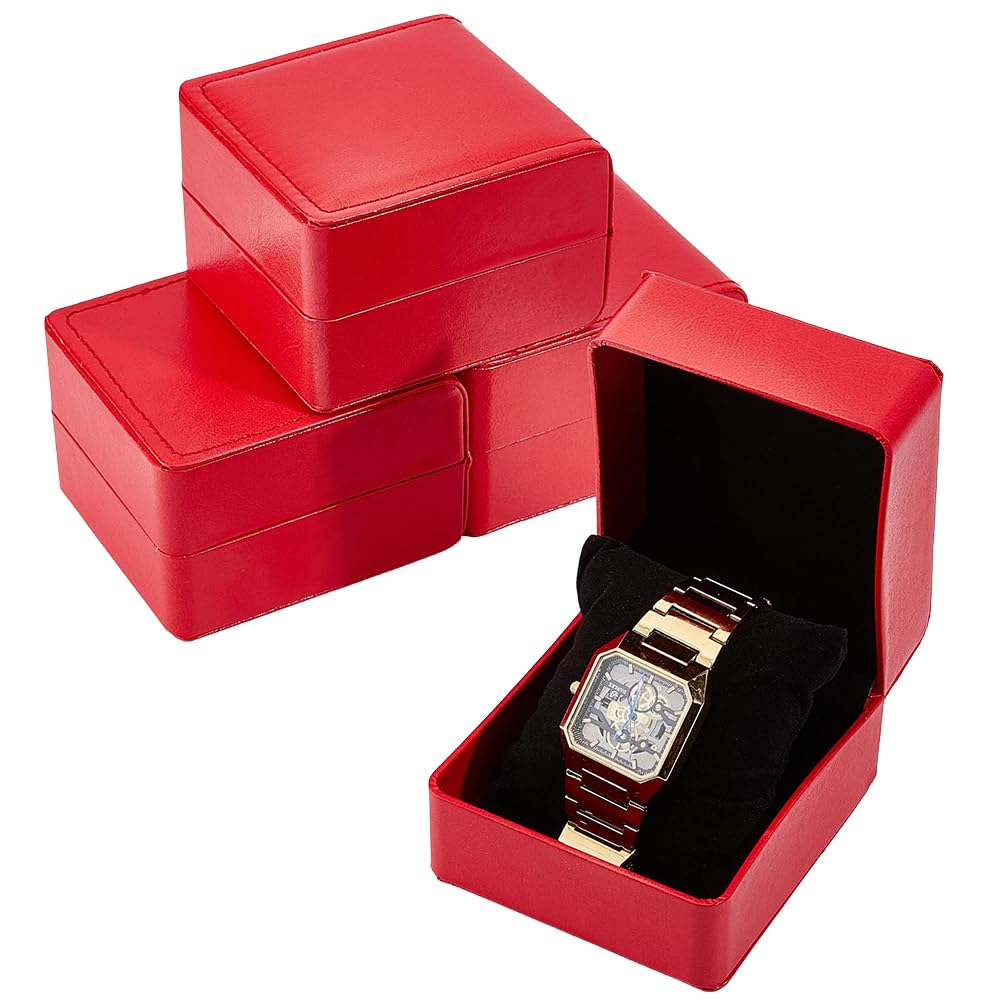 BENECREAT Étui Montre Cuir PU Noir 10x11cm Lot 4
